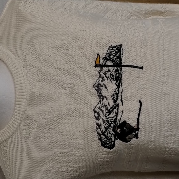 Cypress links golf sweater men's size medium cream golf logo 100% cotton - Picture 3 of 7